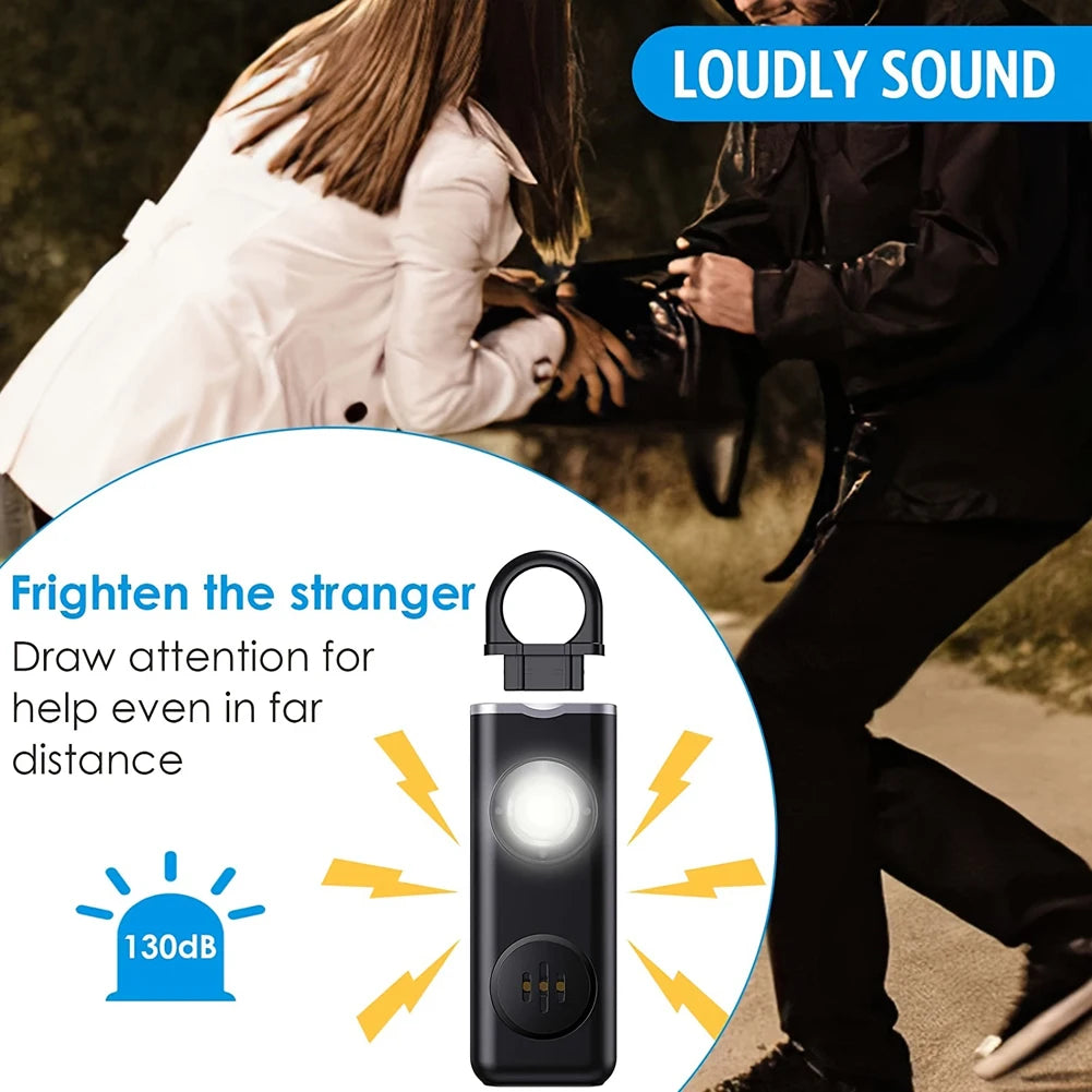 Self Defense Alarm 130dB Loud Carrying Scream Loud Panic Alarm Rechargeable Self Defense Electronic Device for Girl Child Women