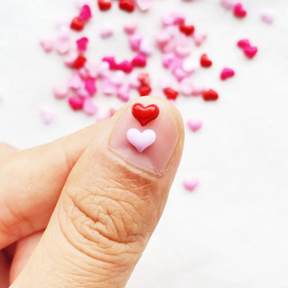 200Pcs Cute Resin Mini heart-shaped design Flat Back Ornament Jewelry Making Manicure Hairwear Accessorie