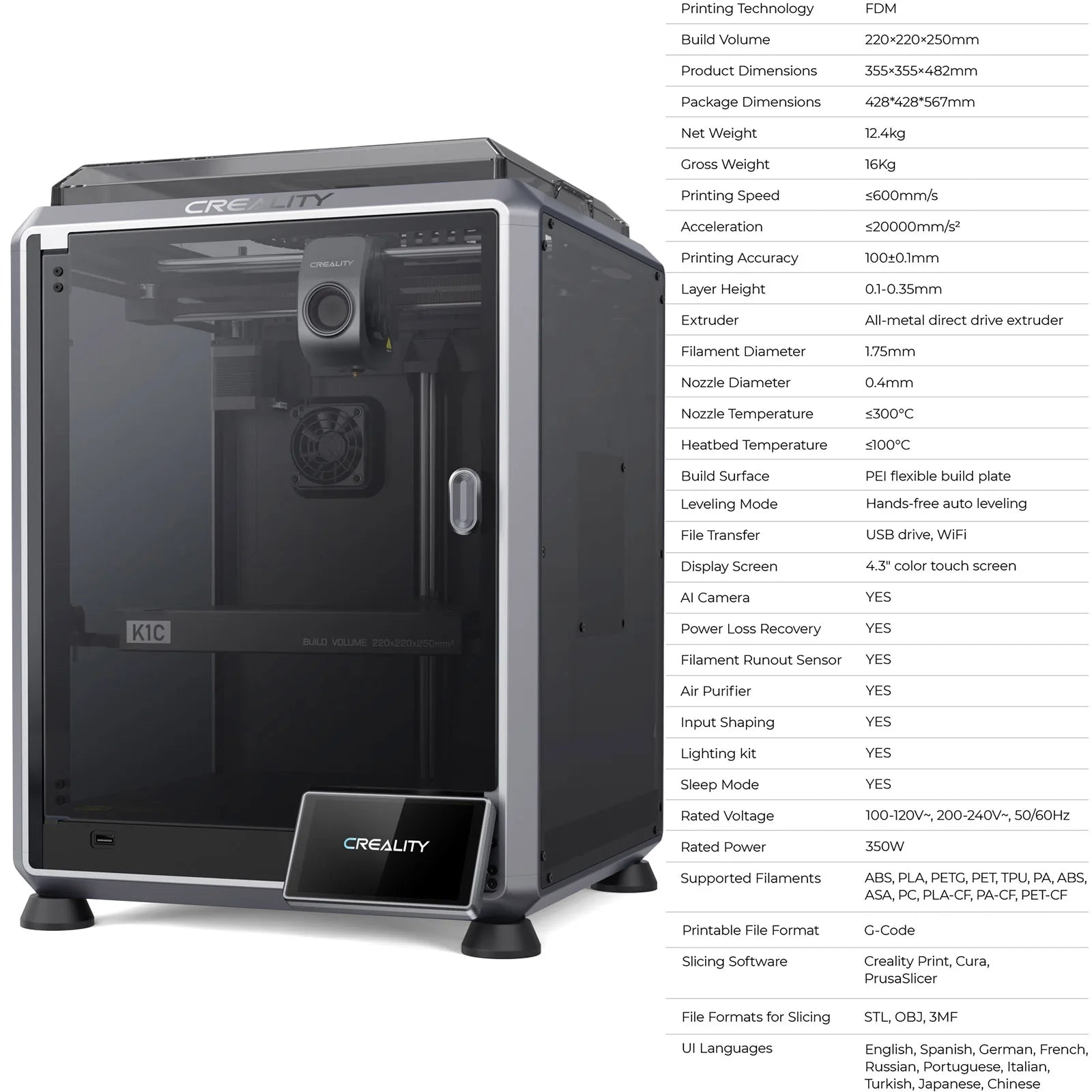 CREALITY K1 MAX K1C K1 SE K1 3D Printer High-Speed ​​Printing Auto Leveling Direct Extruder All Metal FDM K1 Series 3D Printer