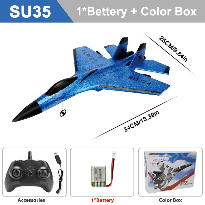 RC Plane SU35 2.4G With LED Lights Aircraft Remote Control Flying Model Glider Airplane SU57 EPP Foam Toys For Children Gifts