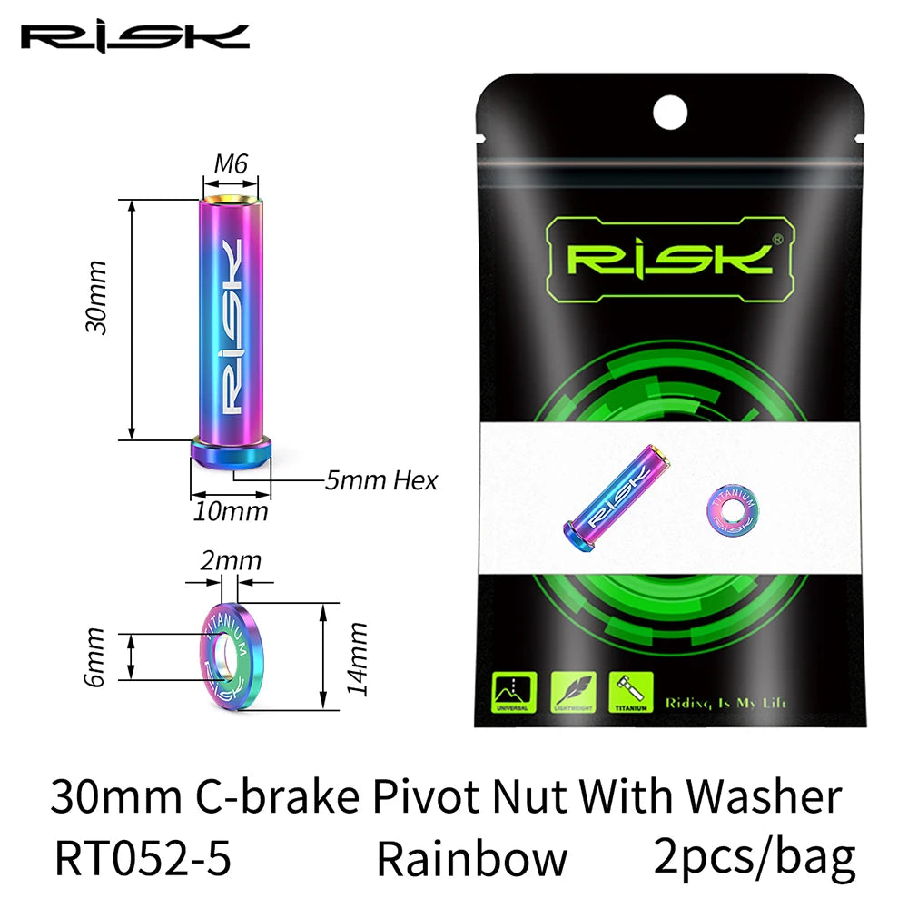 RISK Bicycle C Brake Caliper GR5(TC4) Titanium Road Bike C Clamp Fixed Nuts With Washer M6 x 10/15/20/25/30/40mm Cycling Parts