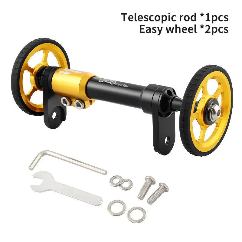 MUQZI Eazy Wheel and Extender Telescopic Mounting Axle Rod Kit Compatible with Brompton Folding Bike