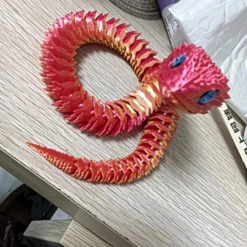 3D Printed Snake Multi-Joint Rotatable Stereoscopic Snake Office Desktop Ornament Home Decor Animal Model Figurine Car Decor