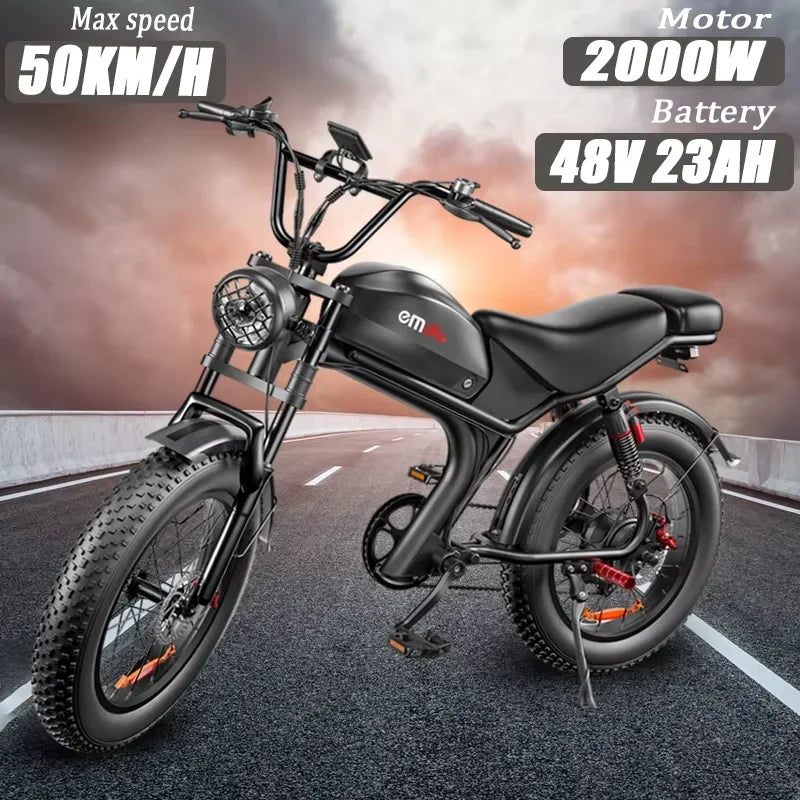 EMOKO C93 2000w dual motor 48V 23AH lithium battery adult Electric bicycle  20 inch fat tire mountain off-road Electric bike
