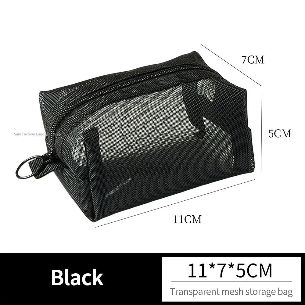 Multipurpose Breathable Square Mesh Storage Pouch Lightweight Mini Wash Bag Mini Zipper Coin Purse Large Capacity Coin Purse