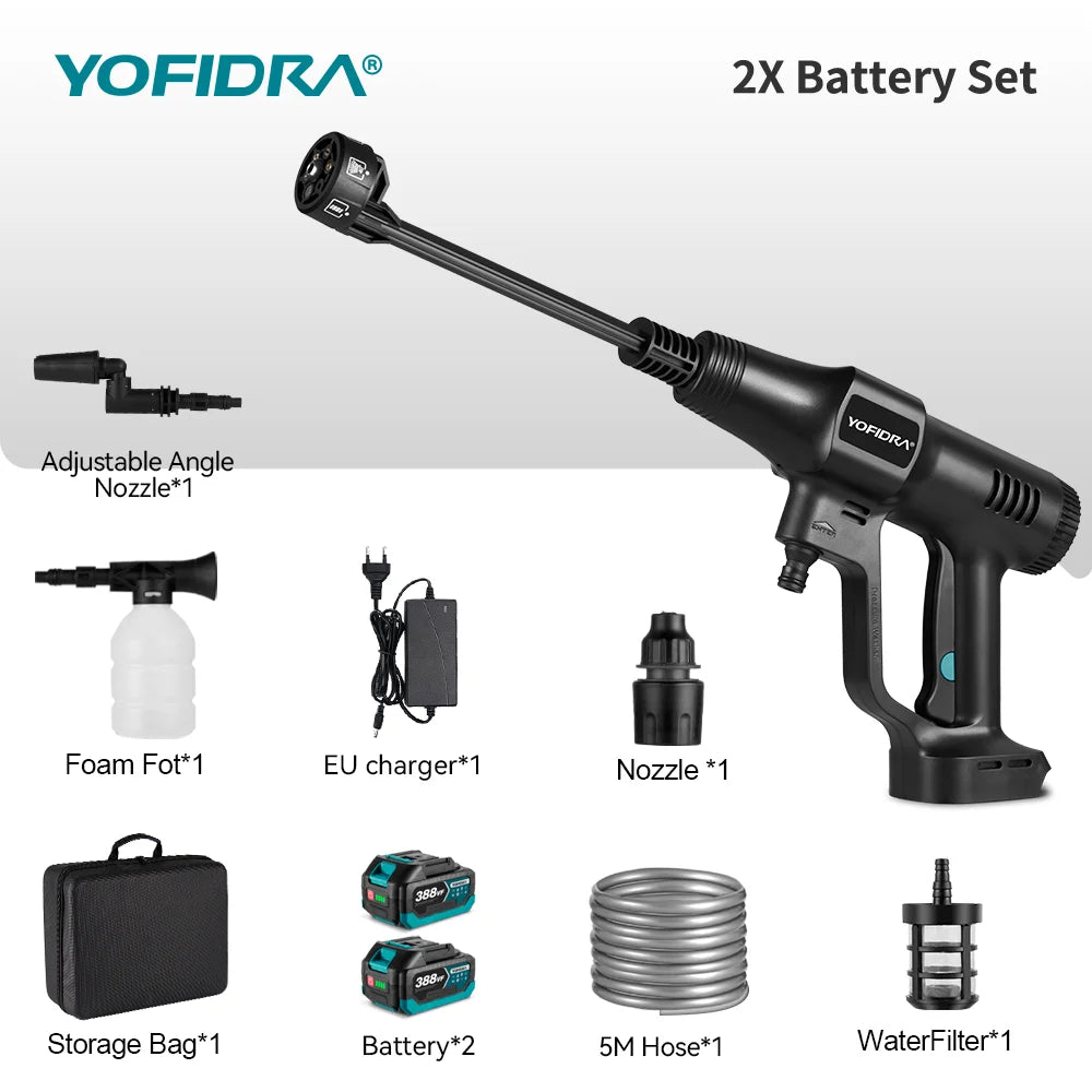 Yofidra 200Bar Brushless Electric Water Gun 3 Gears Cordless Rechargeable Car Garden Cleaning Tools For Makita 18v Battery Pin