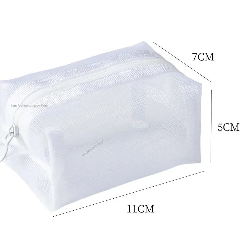 Multipurpose Breathable Square Mesh Storage Pouch Lightweight Mini Wash Bag Mini Zipper Coin Purse Large Capacity Coin Purse
