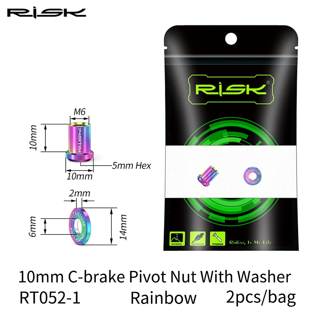 RISK Bicycle C Brake Caliper GR5(TC4) Titanium Road Bike C Clamp Fixed Nuts With Washer M6 x 10/15/20/25/30/40mm Cycling Parts