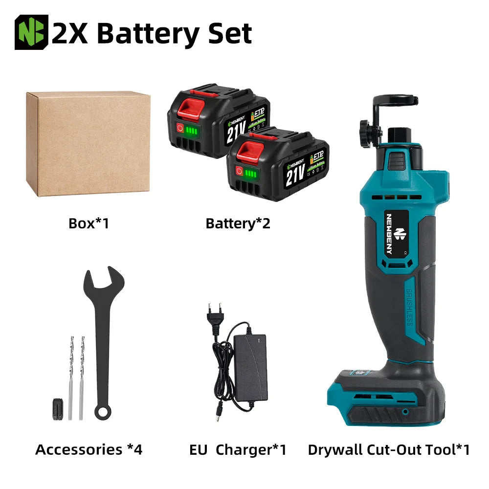 NEWBENY Brushless Drywall Cut Out Tool 30000RPM Cordless Cutting Saw Woodworking Cutter Power Tools Set For Makita Battery Pin