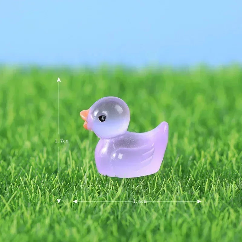 Mini Duck Glow At Night Miniature Figurines Cute Fairy Garden Decoration Luminous Swan Duck Desk Ornaments Dollhouse Crafts DIY