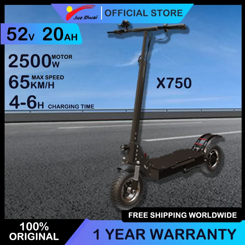 2500W 52V 20Ah Electric Scooter Double Shock Absorption trottinettes électriques 3 Speed Gears Commuter Scooter 70-80KM Range