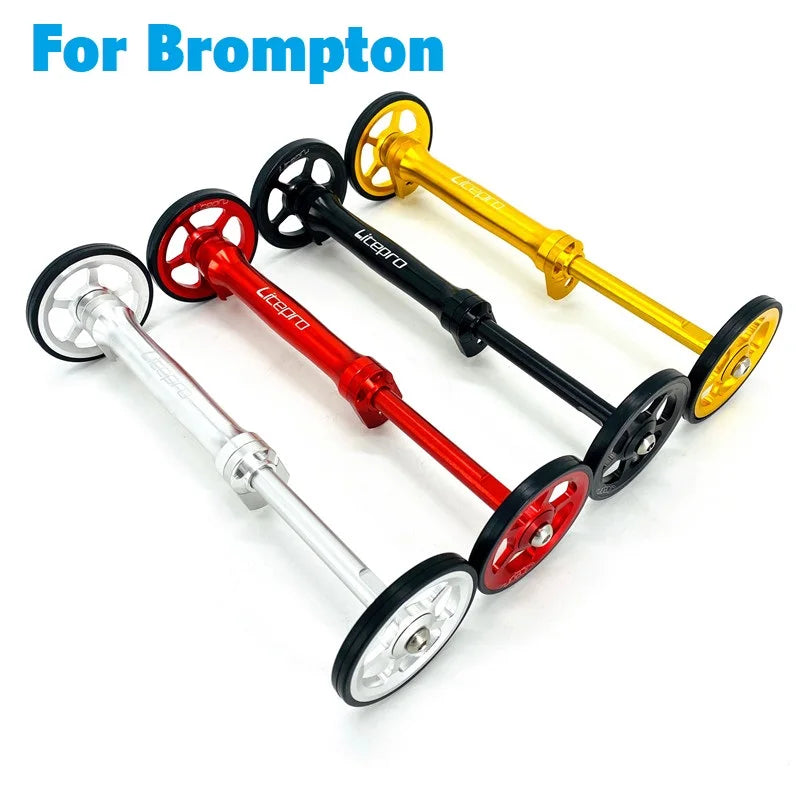 Litepro Easywheel & Extension Rod For Brompton Folding Bike Rear Cargo Rack Bearing Easy Wheel Telescopic Bar Aluminum Alloy
