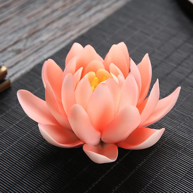 Exquisite Porcelain Lotus Model Handmade Ceramics Water Lily Miniature Home Flower Ornament Tabletop Craft Decor Accessories