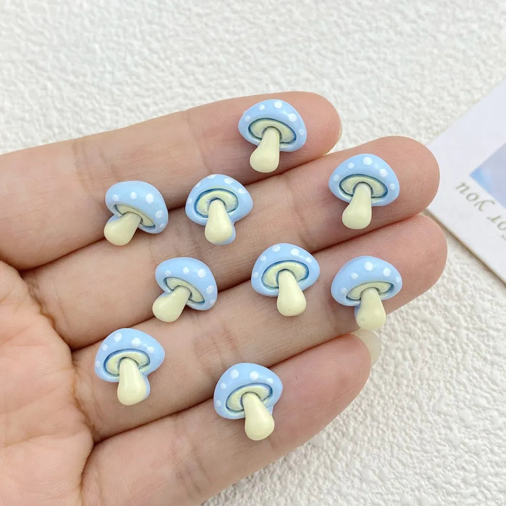30Pcs New Cute Resin Small Mushroom  Flat Back Ornament Jewelry Making Manicure Hairwear Accessorie