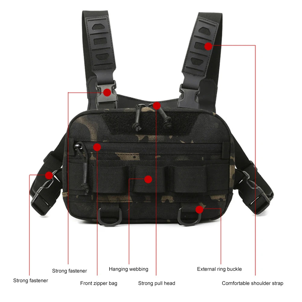 Fishing Chest Bag with Adjustable Straps Climbing Camping Backpack Multi-Pockets Travel Vest Backpack for Outdoor Sports
