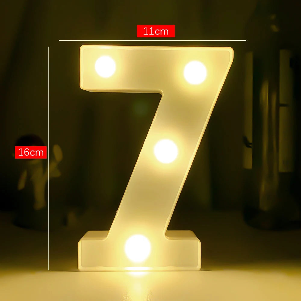 Creative Luminous Digital Number Letter Light AAA Battery Powered Lamp Night Light for Christmas Wedding Birthday Party Decor