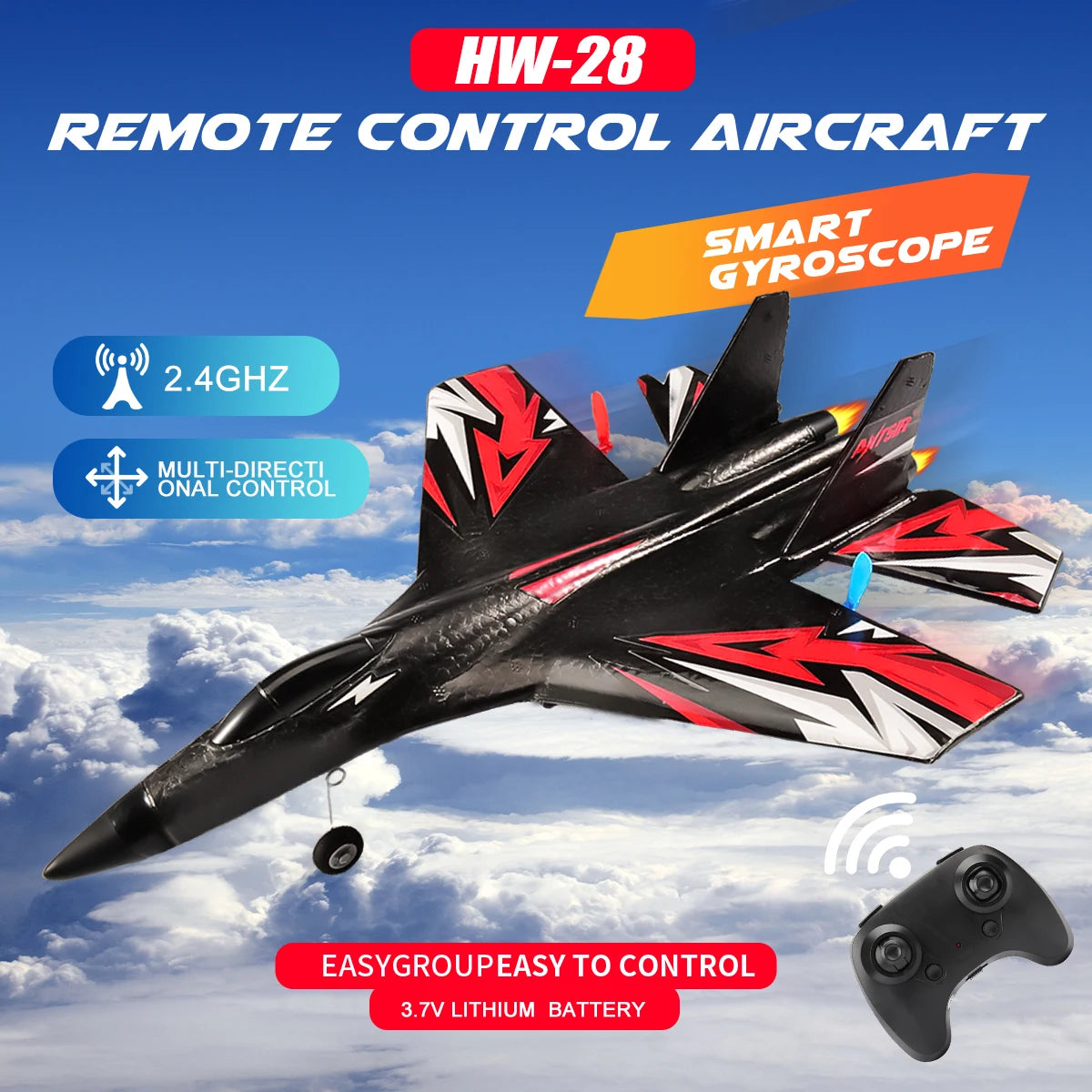 SU35 RC Airplane 2.4G 2CH Remote Control Glider SU27 EPP Foam Plane With LED Light Fixed Wing Electric Aircraft Toys for Child