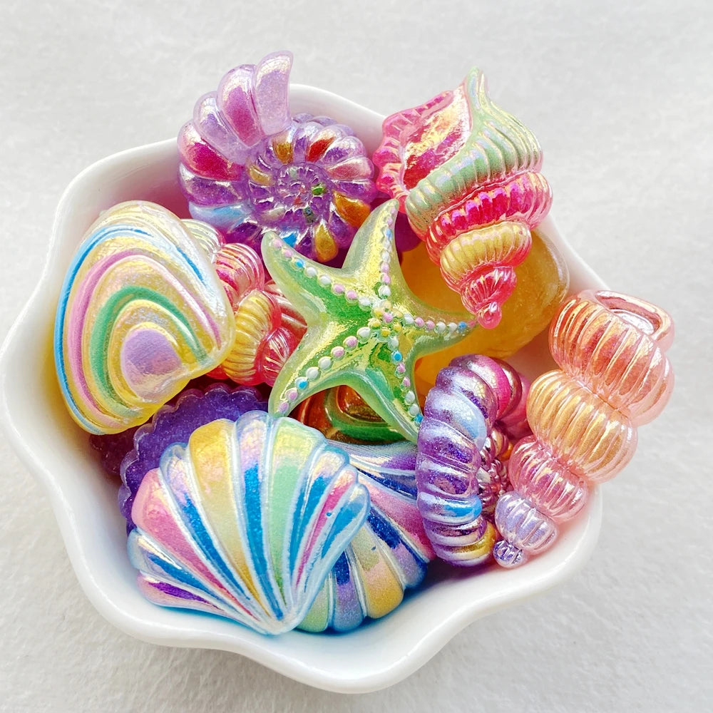 10Pcs New Cute Resin Cartoon Shell, Starfish Series Flat Back Scrapbooking DIY Jewelry Craft Decoration Accessories