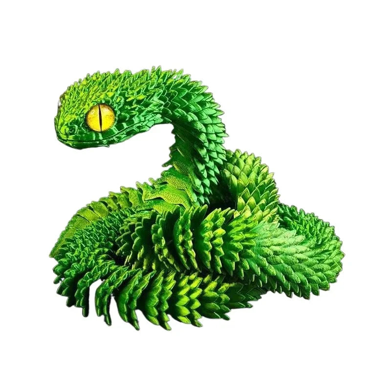 3D Printed Snake Multi-Joint Rotatable Stereoscopic Snake Office Desktop Ornament Home Decor Animal Model Figurine Car Decor