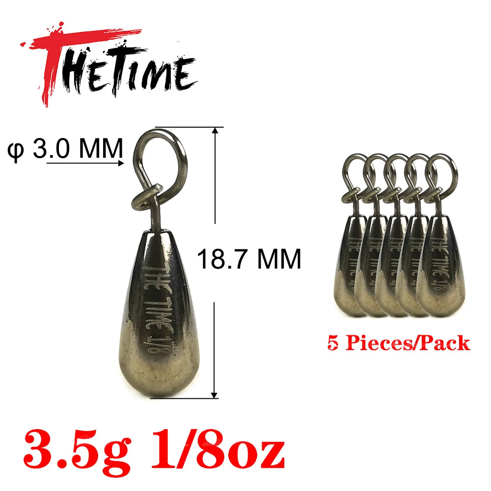 THETIME 1.8-21g Drop Shot Fishing Sinker Weights Soft Lure Free Rig Hook Connector line Sinkers For Bass Fishing Accessories