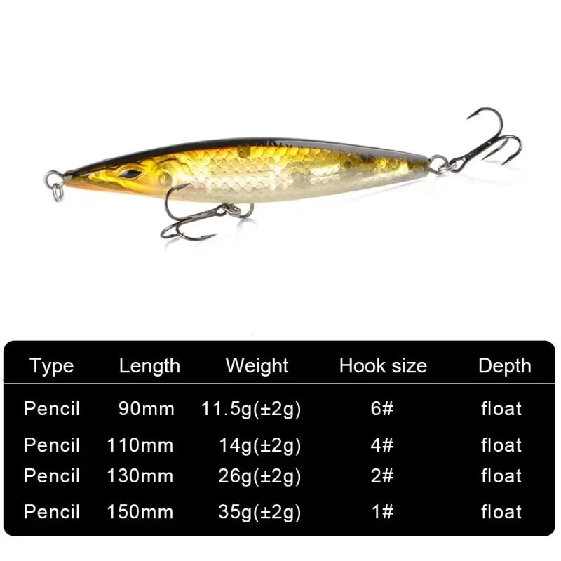 Teknik Fishing Lure 2024 Floating Pencil Bait 90/110/130mm Stickbait Asturias Wobbler Topwater Asturias Lures for seabass bonitos