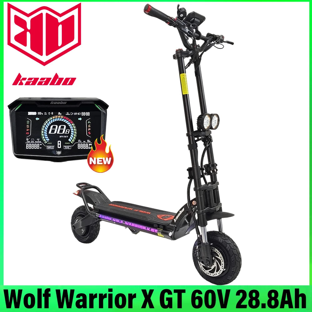 KAABO Wolf Warrior X GT 60V 28.8Ah Battery 1100W*2 dual Motor Central Display with NFC 10*3.0inch CST Tire Electric Scooter