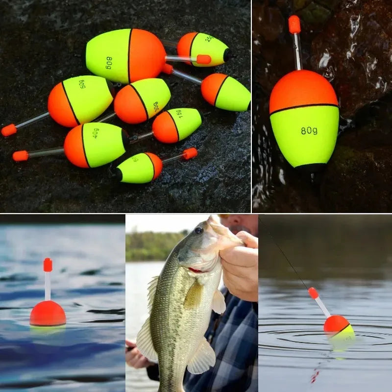 5Pcs EVA Luminous Fishing Night Floats Light Stick Foam Plastic Bobber for Sea Rock Fishing Striking Float Accessories 10-100g