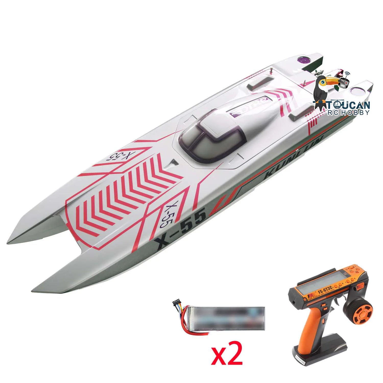 110km/h RC Boat DTRC X55 Remote Control High-speed Racing Boats Waterproof Ready to Run Model for Adults THZH1594