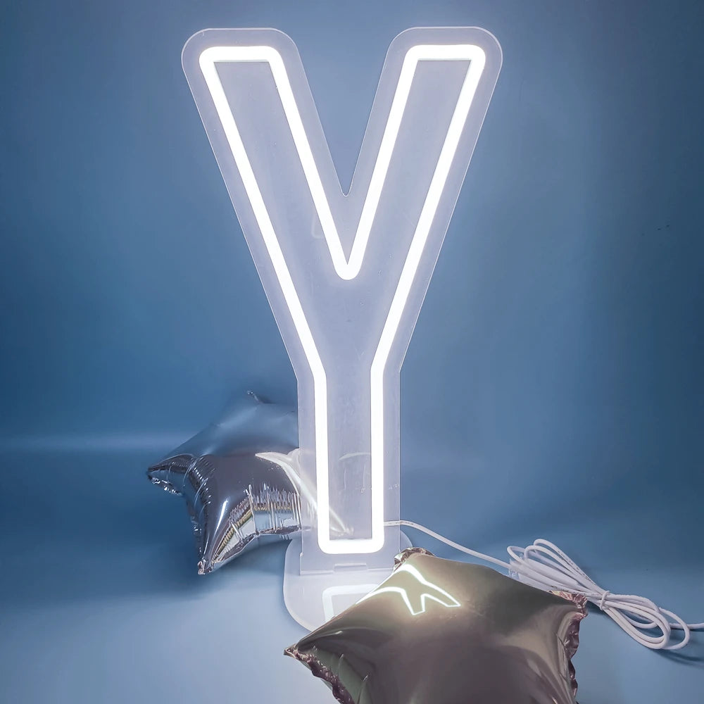 45cm High Stand-Up Neon Letter Sign USB Plug-In Night Light Sweet Alphabet for Wedding Birthday Home Bar Festival Decor