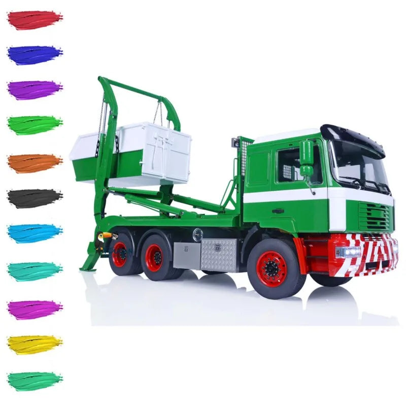 1/14 Hydraulic RC Dump Truck VL18U F2000 Skip Loader Trucks Swing Arm Toucan Painted Finished Loaded Sound Light Car THZH1576