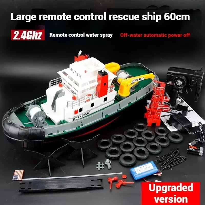 Hot Selling Remote Control Rc Ship Simulation Fire Boat With Spray Water Model High-Speed And Ultra Long Endurance Rescue Boat