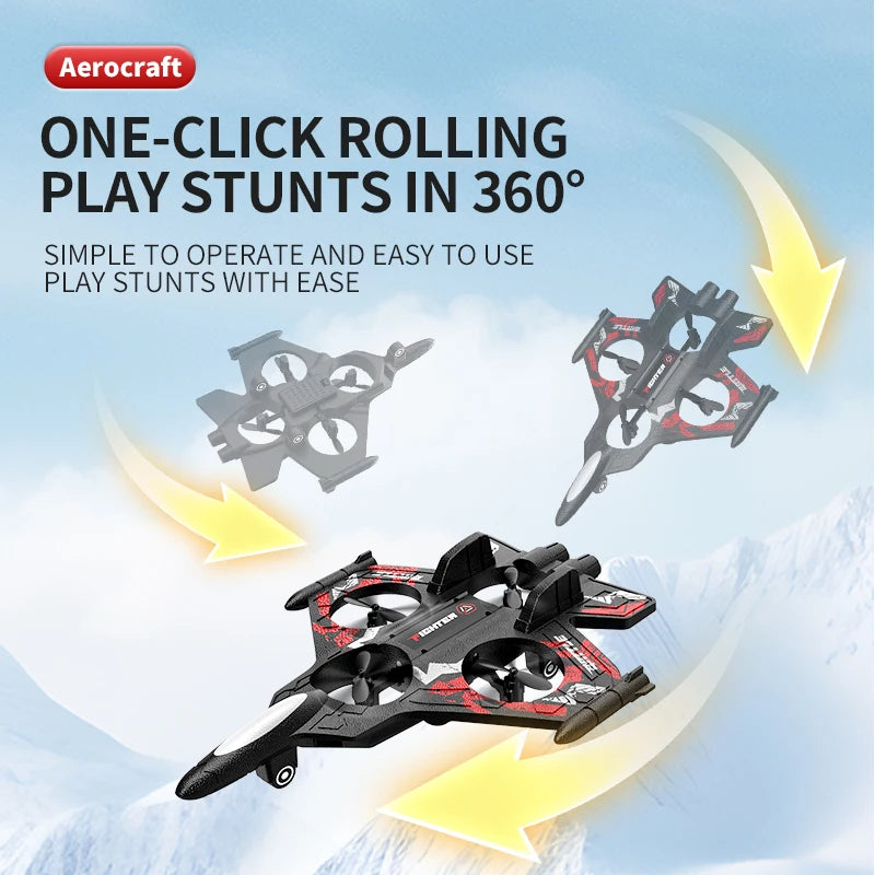 DWI 2025 D20S RC Plane Avoid Obstacles 2.4G Remote Control Aircraft EPP Foam Fighter with Gravity Sensing for Boys Kids gifts