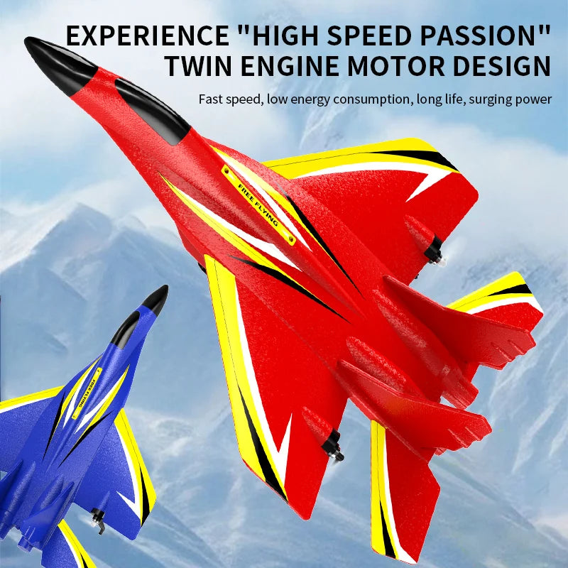 DWi RC Foam Airplane 2.4G Remote Control Glider Fighter Jet with Cool LED Light Toy Gift for Boys Kids Remote control aircraft