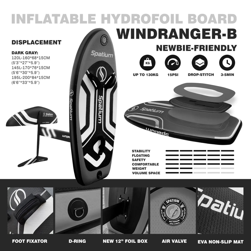 Spatium 2025 New Design Surfboard Inflatable Wing Foil Board Hydrofoil for Water Sport