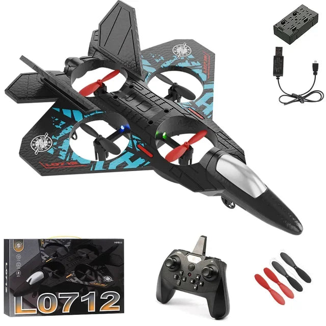 L0712 RC Plane 2.4G Remote Control Aircraft Gravity Sensing Helicopter Glider with Light EPP Foam Fighters for Boys Children