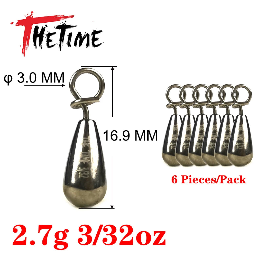THETIME 1.8-21g Drop Shot Fishing Sinker Weights Soft Lure Free Rig Hook Connector line Sinkers For Bass Fishing Accessories