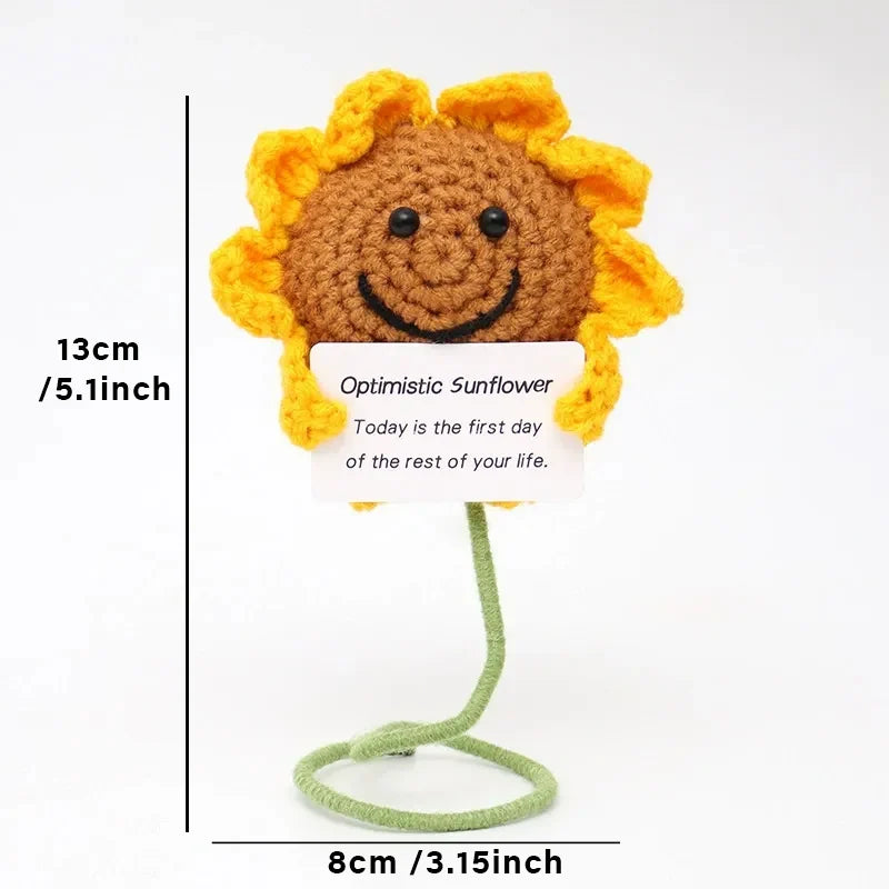 Positive Energy Pocket Hug Crochet Doll, Mini Handmade Knitted Plush Potato Turtle Vegetable Duck Funny Support Gift with Card