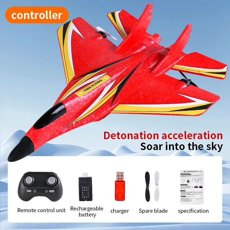 DWi RC Foam Airplane 2.4G Remote Control Glider Fighter Jet with Cool LED Light Toy Gift for Boys Kids Remote control aircraft
