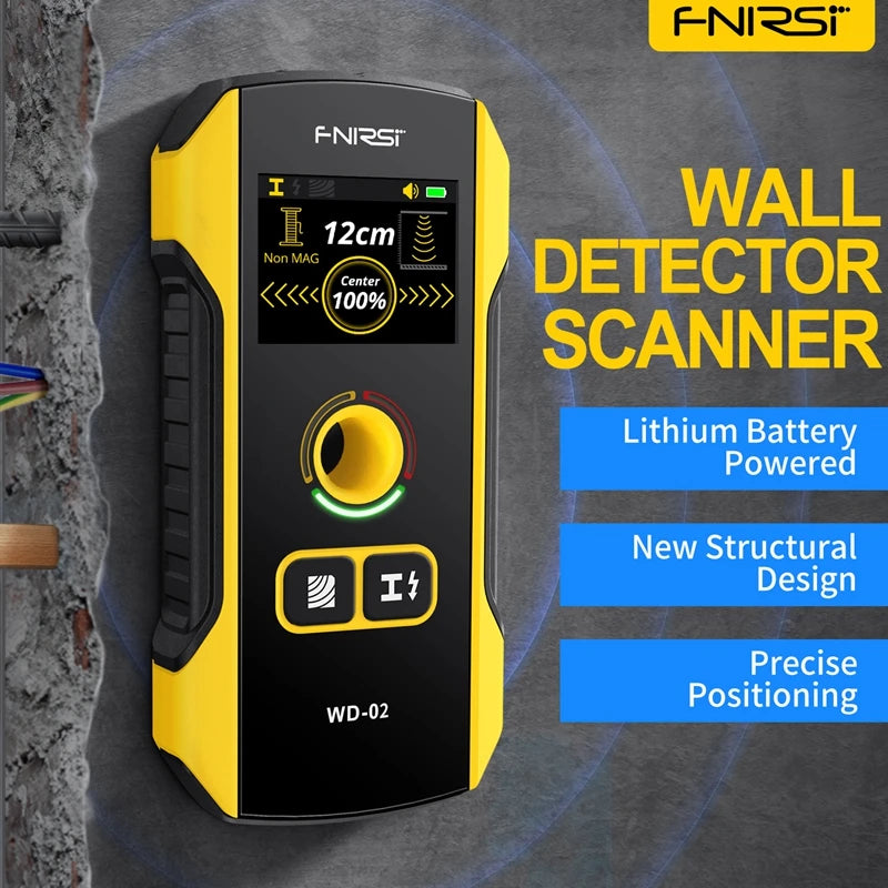 FNIRSI WD-02 Wall Detector Stud Finder Positioning Hole Upgraded TFT Display AC Live Cable Wires Metal Wood Scanner Rechargeable