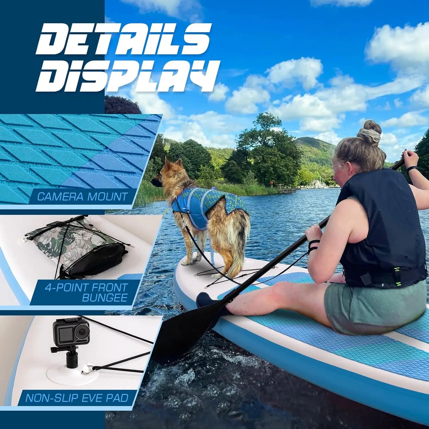305 cm Tabla de Sup Stand Up Paddle Board Inflatable, Tabla de Surf con Accesorios Completos para JóVenes Y Adultos