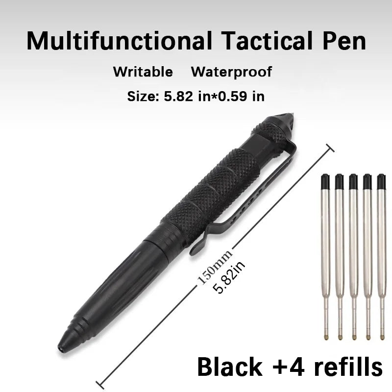 High Quality Metal Military Tactical Pen School Student Office Ballpoint Pens Emergency Glass Breaker Self Defense EDC Supplies
