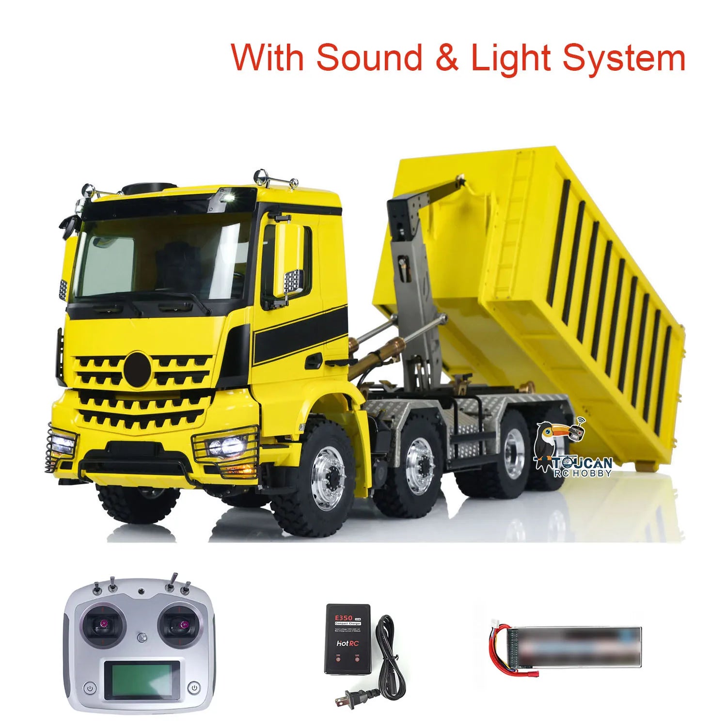 8x8 LESU 3363 1/14 Hydraulic RC Dumper Truck Metal Roll On/Off Tipper Waste Bin Car RTR I6S Light Sound System RC Toys Model