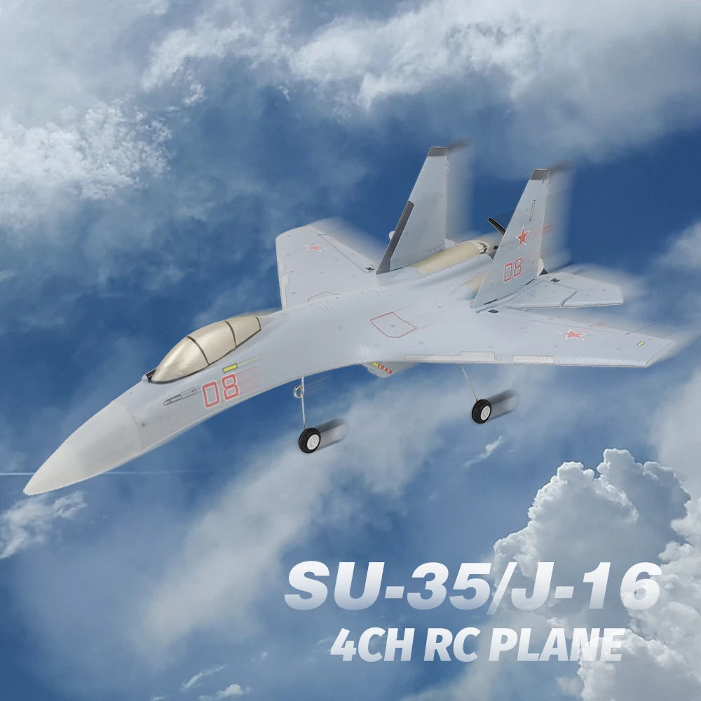 QF009 J16 Rc Plane 4CH Foam Remote Control Airplane Su35 Model Glider 2.4G 360° Flip-Roll 525mm Fixed Wing Fighter Aircraft Toy
