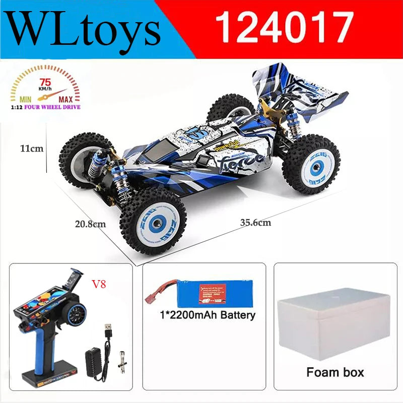 Wltoys New 124017-V8 1/12 2.4G Racing RC Cars 4WD Brushless Motor 75Km/H High Speed ​​Remote Control Off-road Drift Toys For Aduit