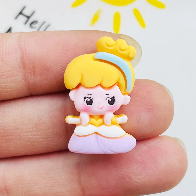 10 Pcs New Mini Kawaii Cartoon Princess Series Resin Scrapbook Diy Jewelry Hairpin Headrope Decoration parts A18