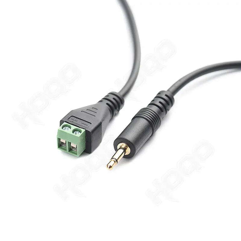 Gold plated 3.5mm headphone plug to screw terminal short cable, 1/8 'mono audio male audio device terminal extension transfer