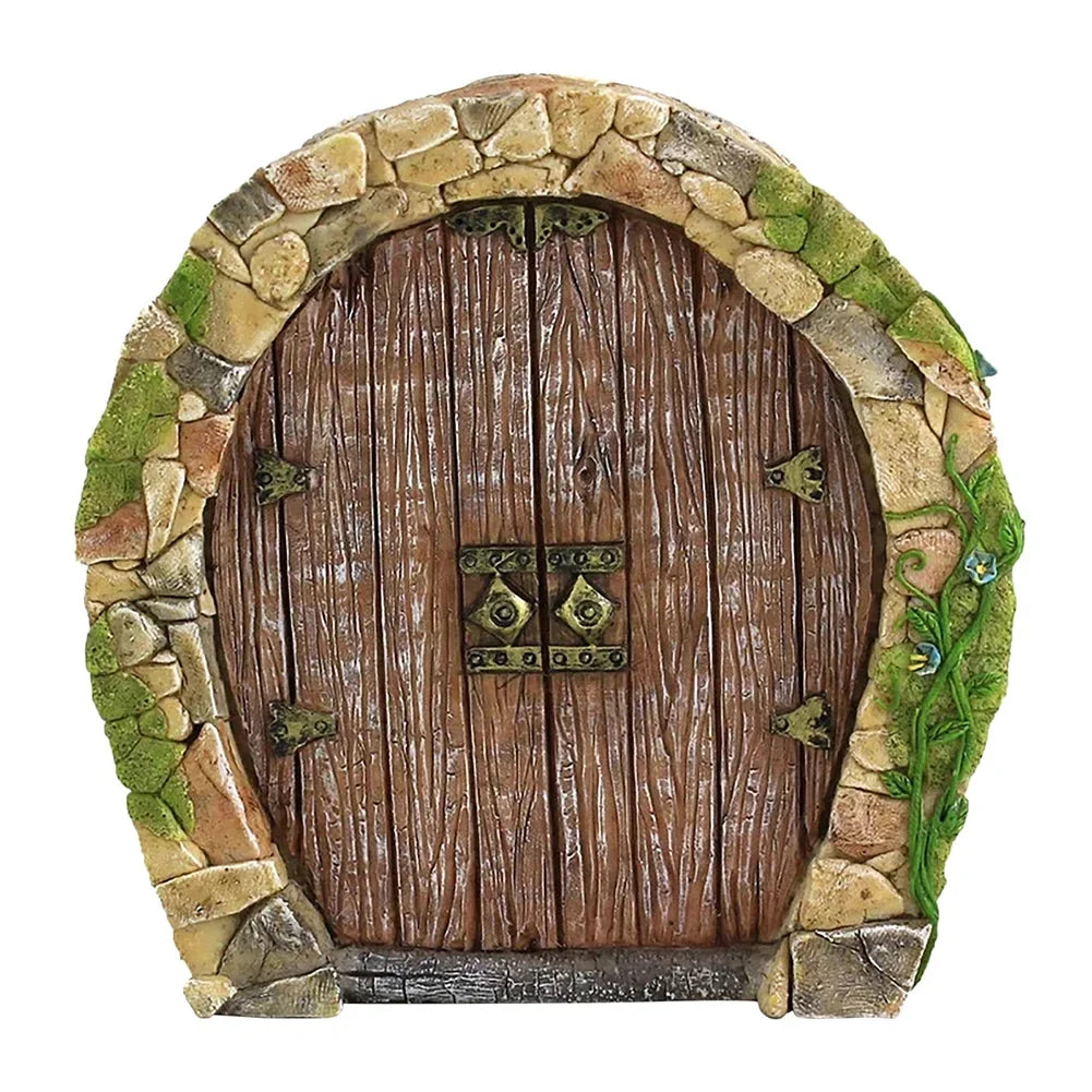 Elf Fairy Door Miniature Garden Tree Doors Miniature Yard Art Wooden Sculptures Mini Home Garden Doors Christmas Decoration