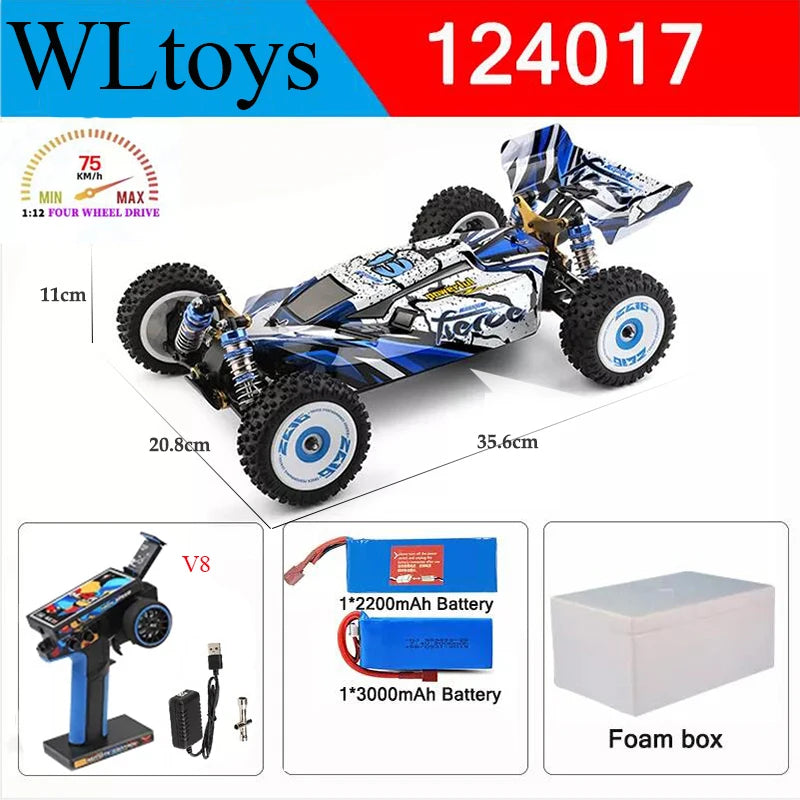 Wltoys New 124017-V8 1/12 2.4G Racing RC Cars 4WD Brushless Motor 75Km/H High Speed ​​Remote Control Off-road Drift Toys For Aduit