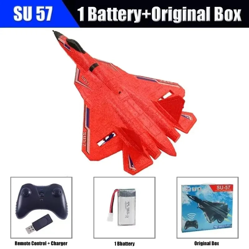 RC Plane SU35 2.4G With LED Lights Aircraft Remote Control Flying Model Glider Airplane SU57 EPP Foam Toys For Children Gifts