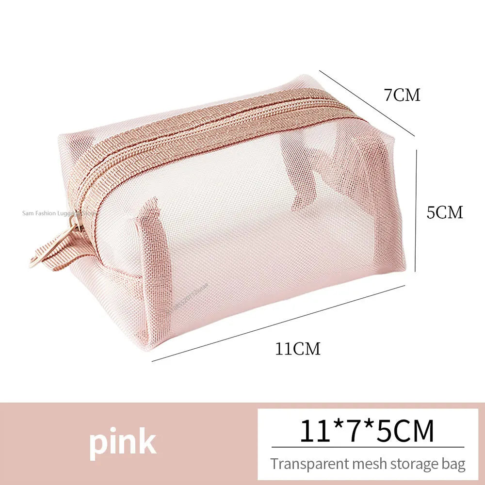 Multipurpose Breathable Square Mesh Storage Pouch Lightweight Mini Wash Bag Mini Zipper Coin Purse Large Capacity Coin Purse